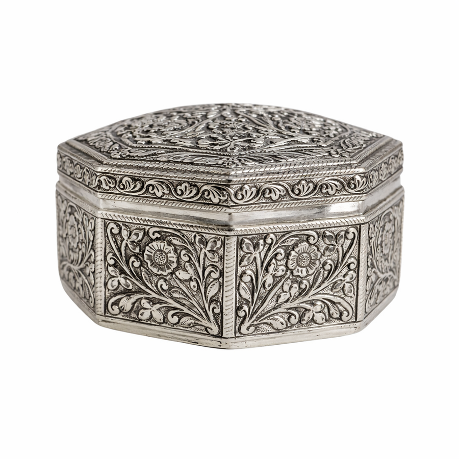 Octagon Floral Jewelry Box