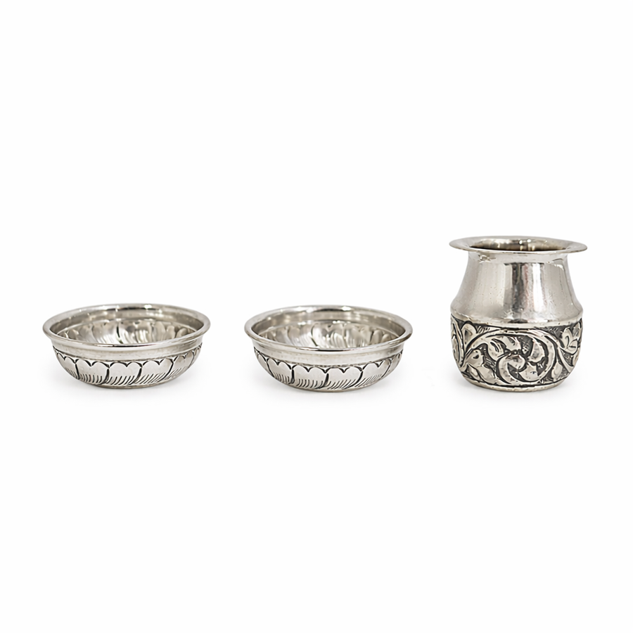 Round Floral Pooja Plate Set