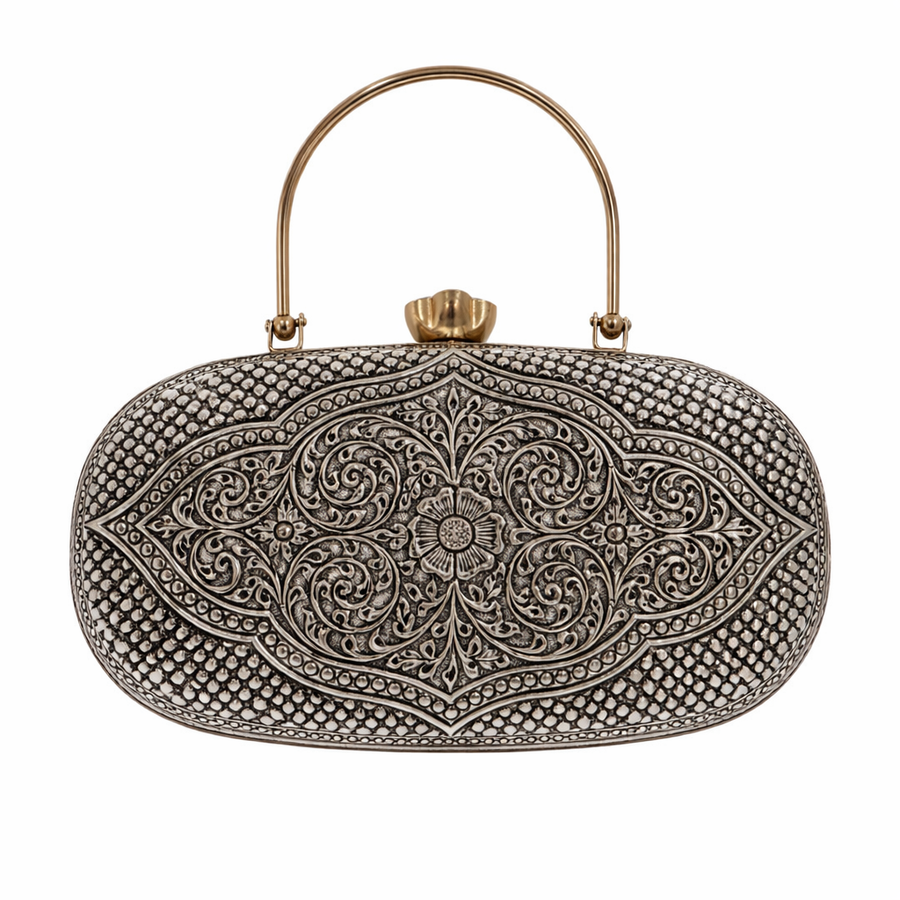 Oval Floral Design Clutch