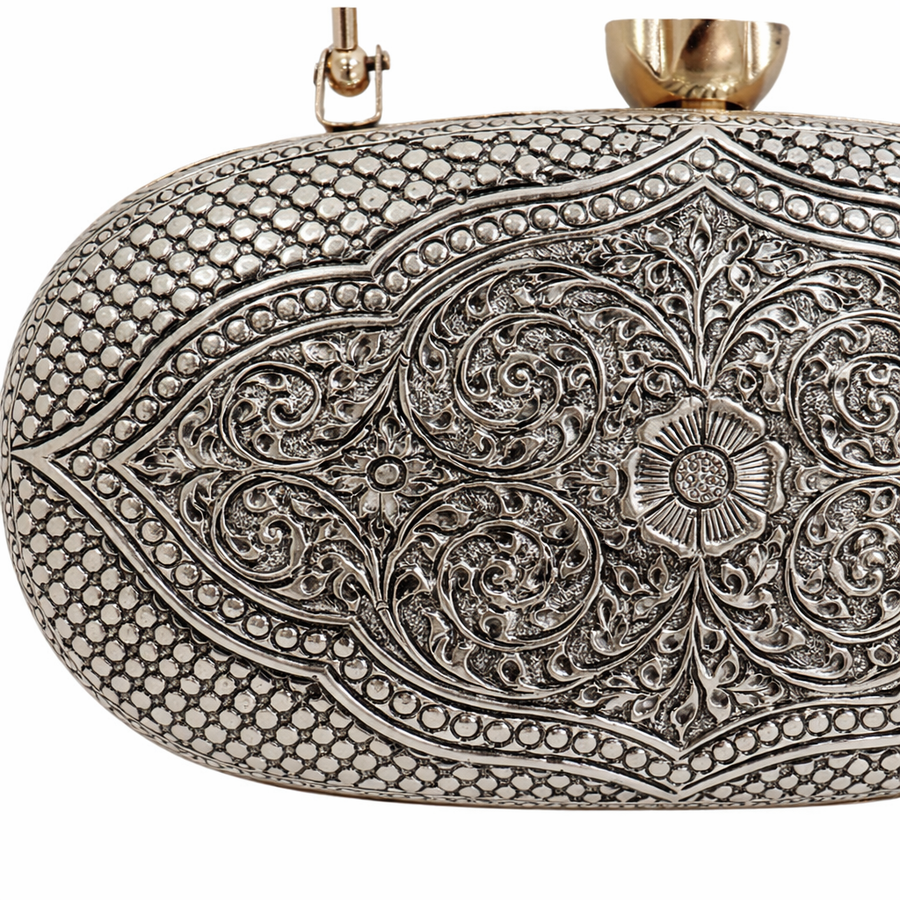 Oval Floral Design Clutch
