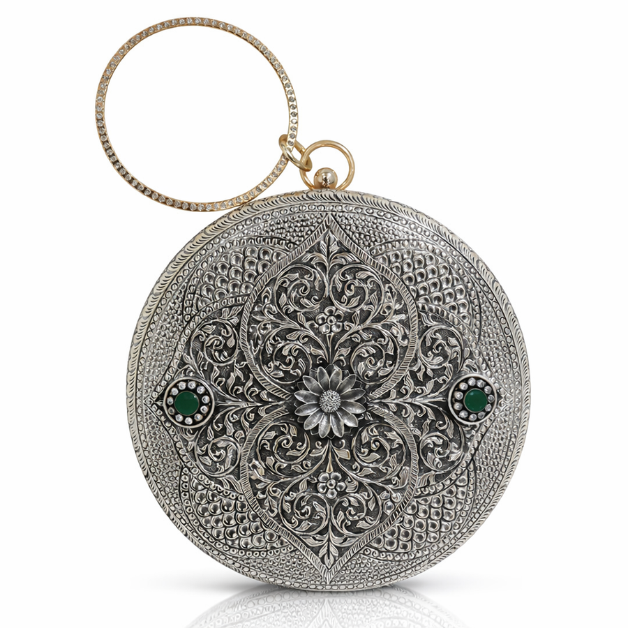 Round Floral Clutch