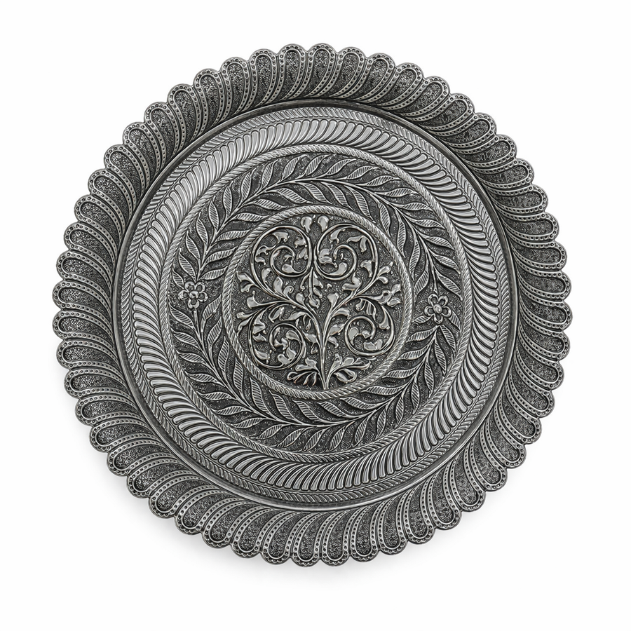Round Floral Pooja Plate Set