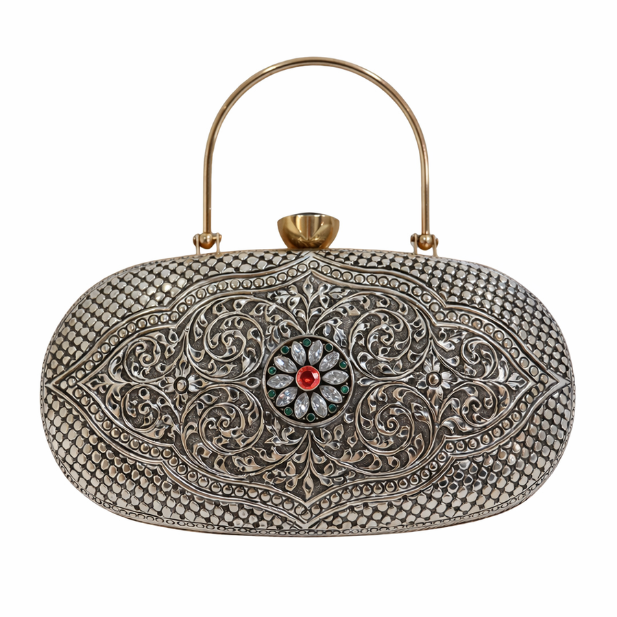Oval Floral Design Clutch
