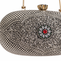 Oval Floral Design Clutch