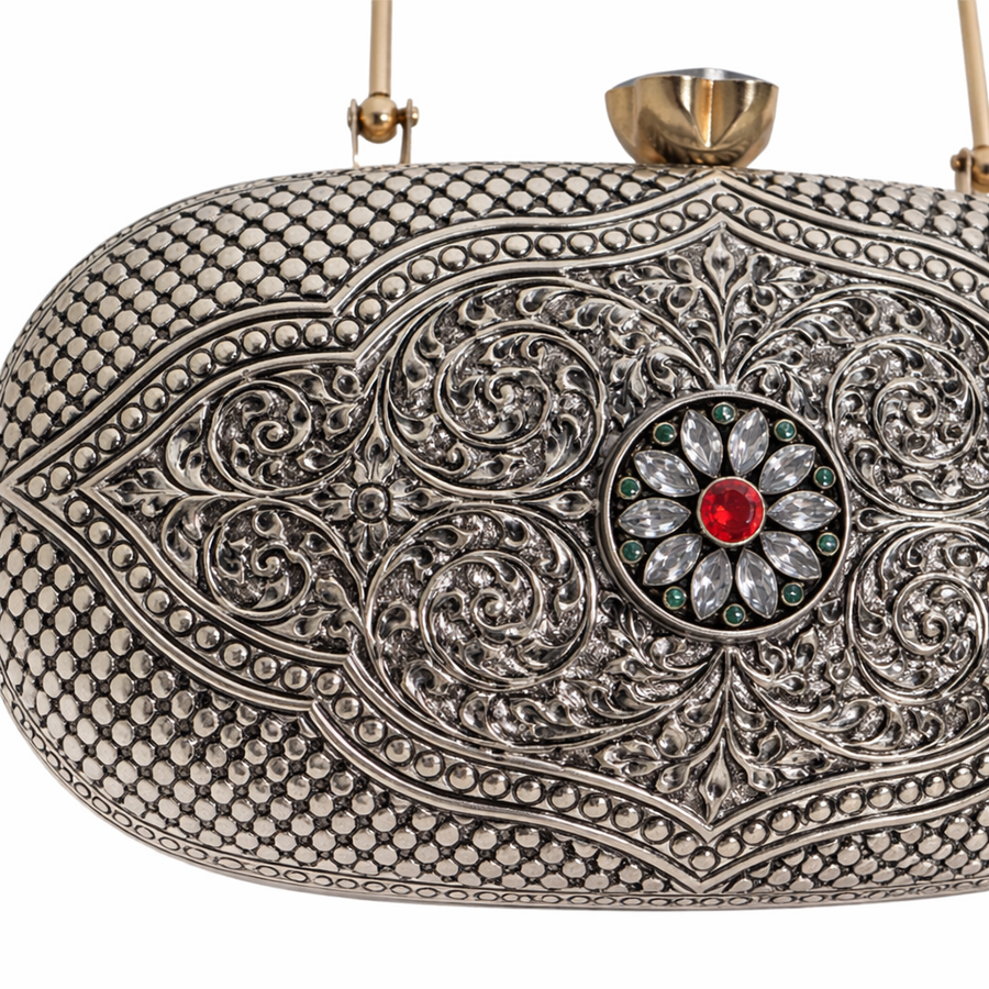 Oval Floral Design Clutch