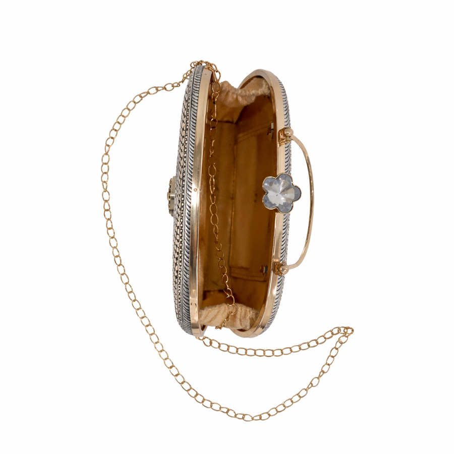Oval Floral Design Clutch