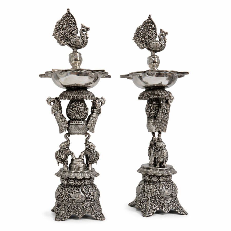 Peacock Top with Elephants Samai Pair