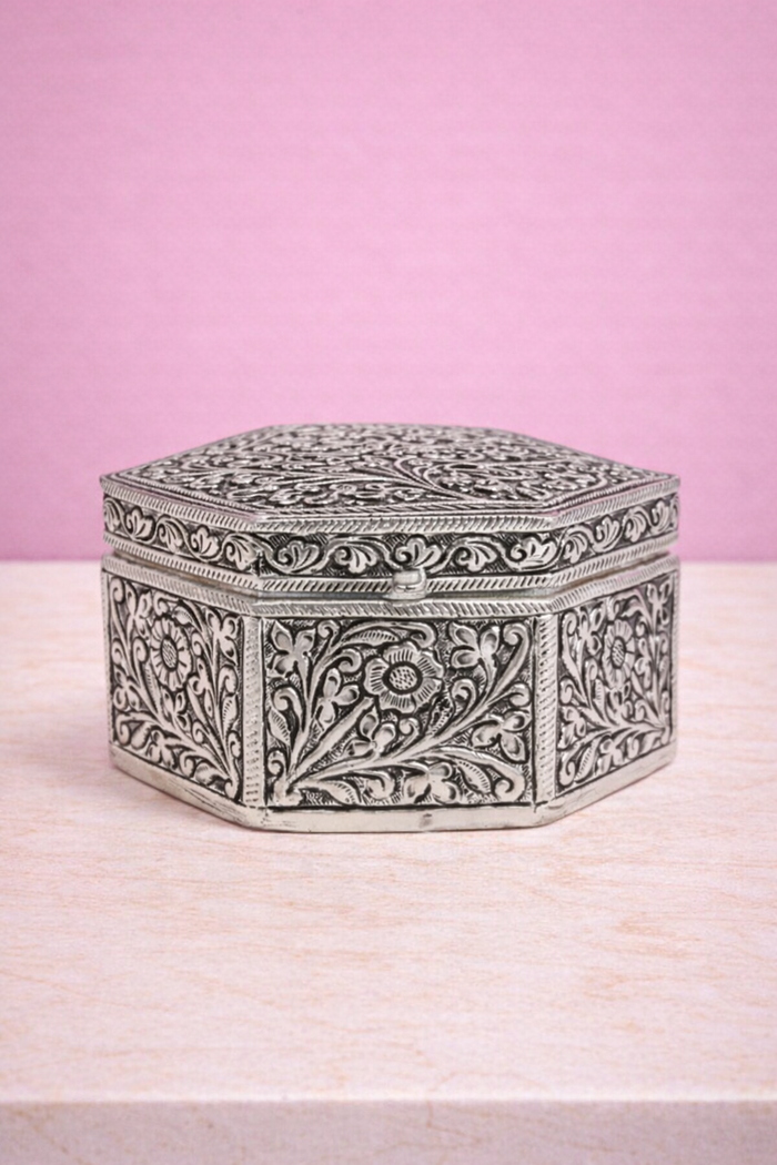 Octagon Floral Jewelry Box