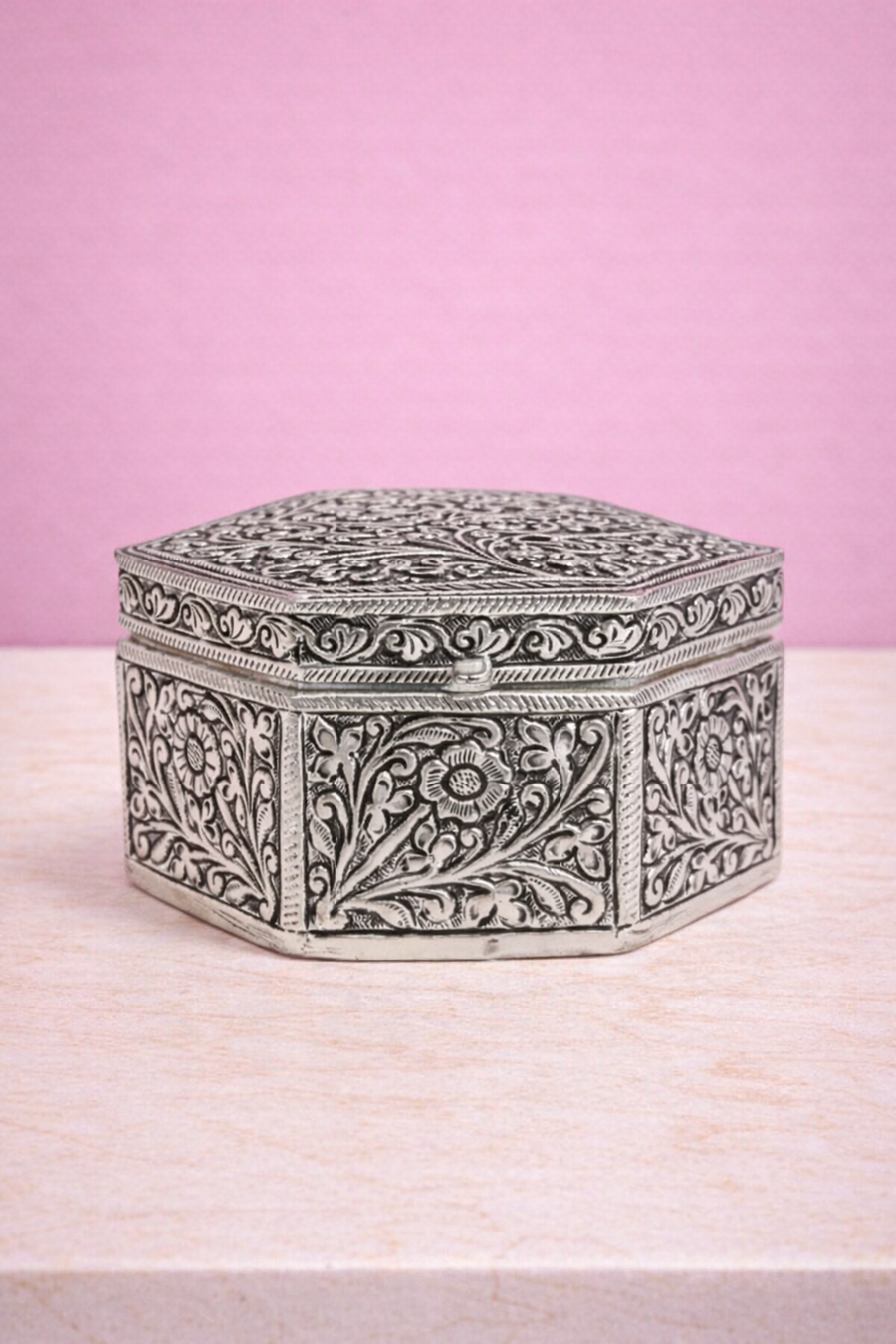 Octagon Floral Jewelry Box