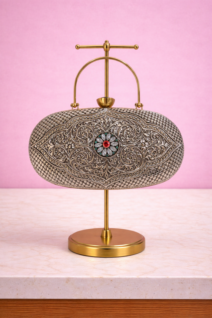 Oval Floral Design Clutch