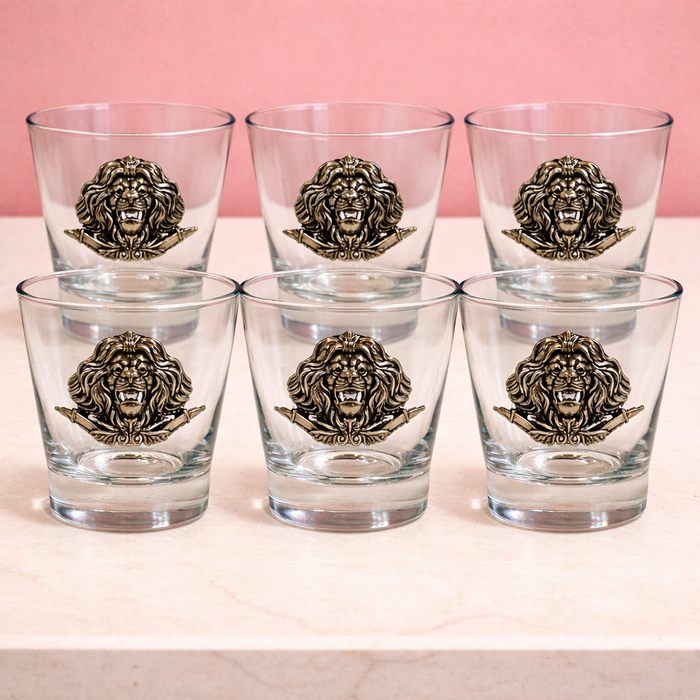 Lion motif Scotch Glass Set (6 Pcs)