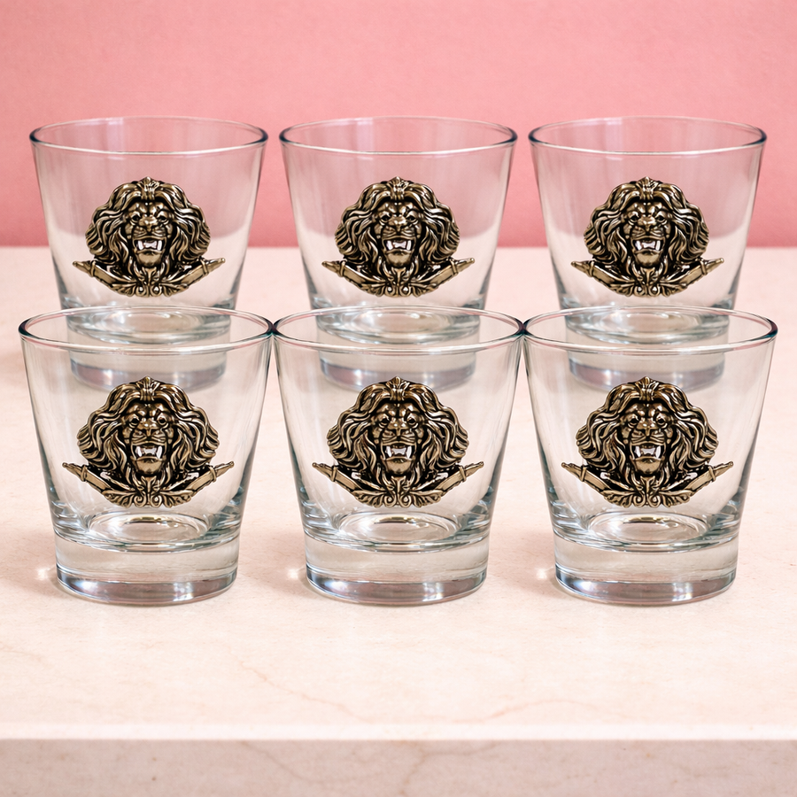 Lion motif Scotch Glass Set (6 Pcs)