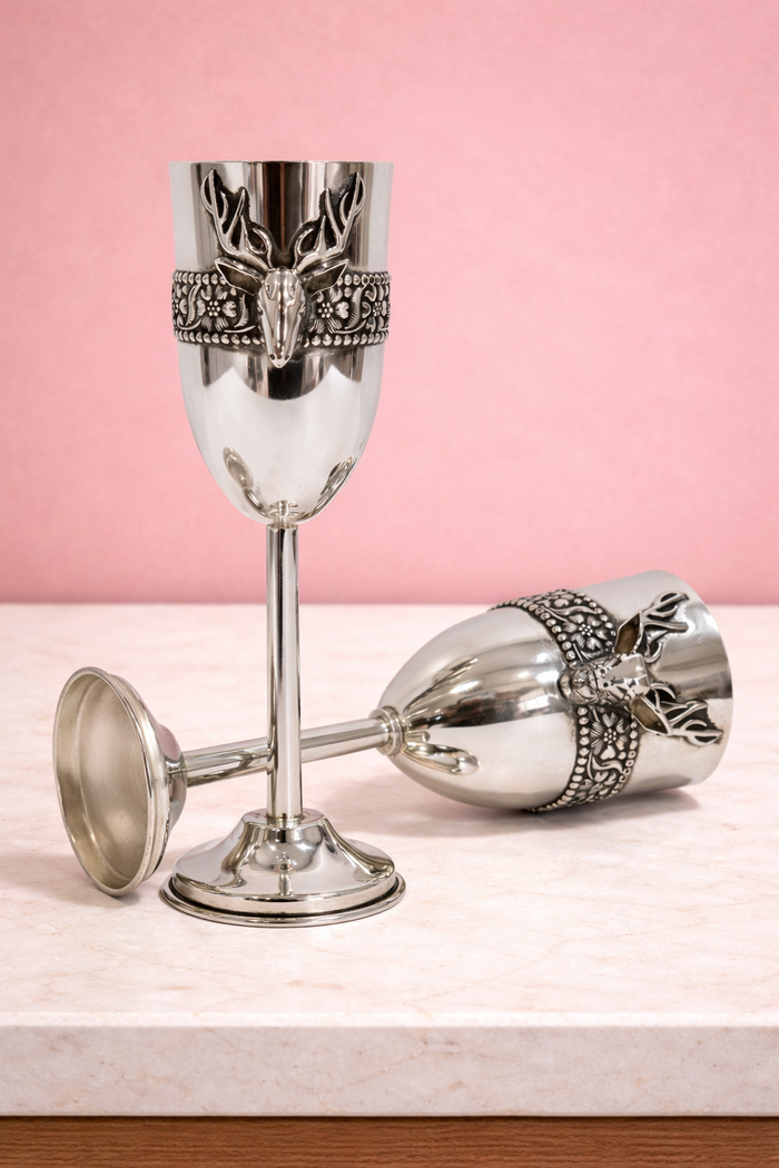 Deer Design Wine Glass Set (2Pcs)