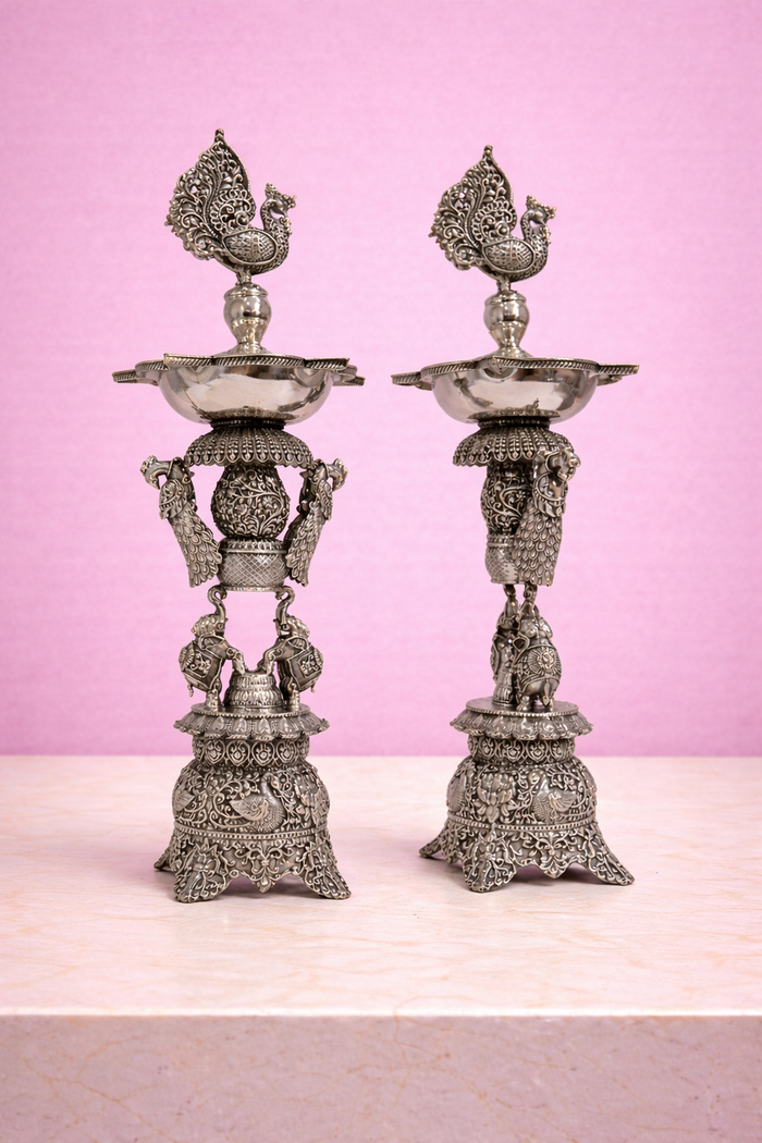 Peacock Top with Elephants Samai Pair