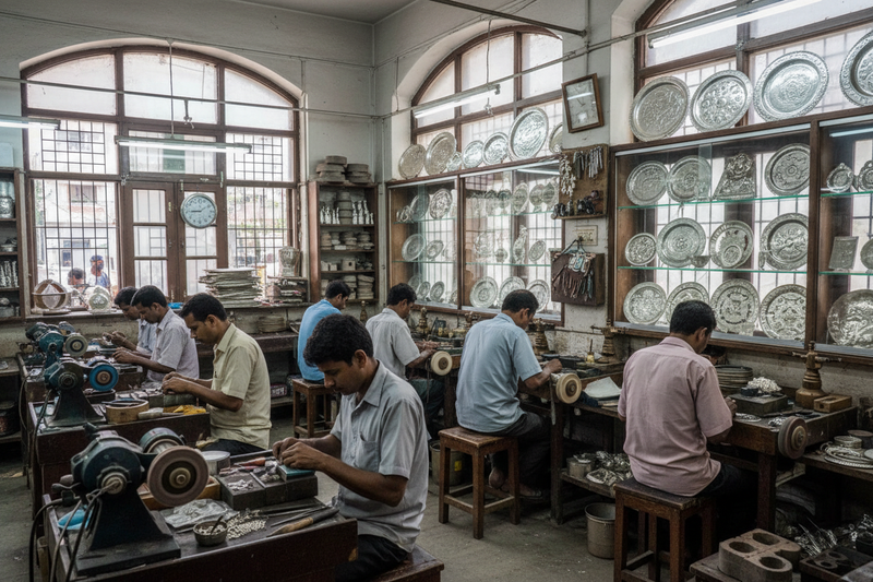 Silver manufacturing at Shree Gulab Chandi